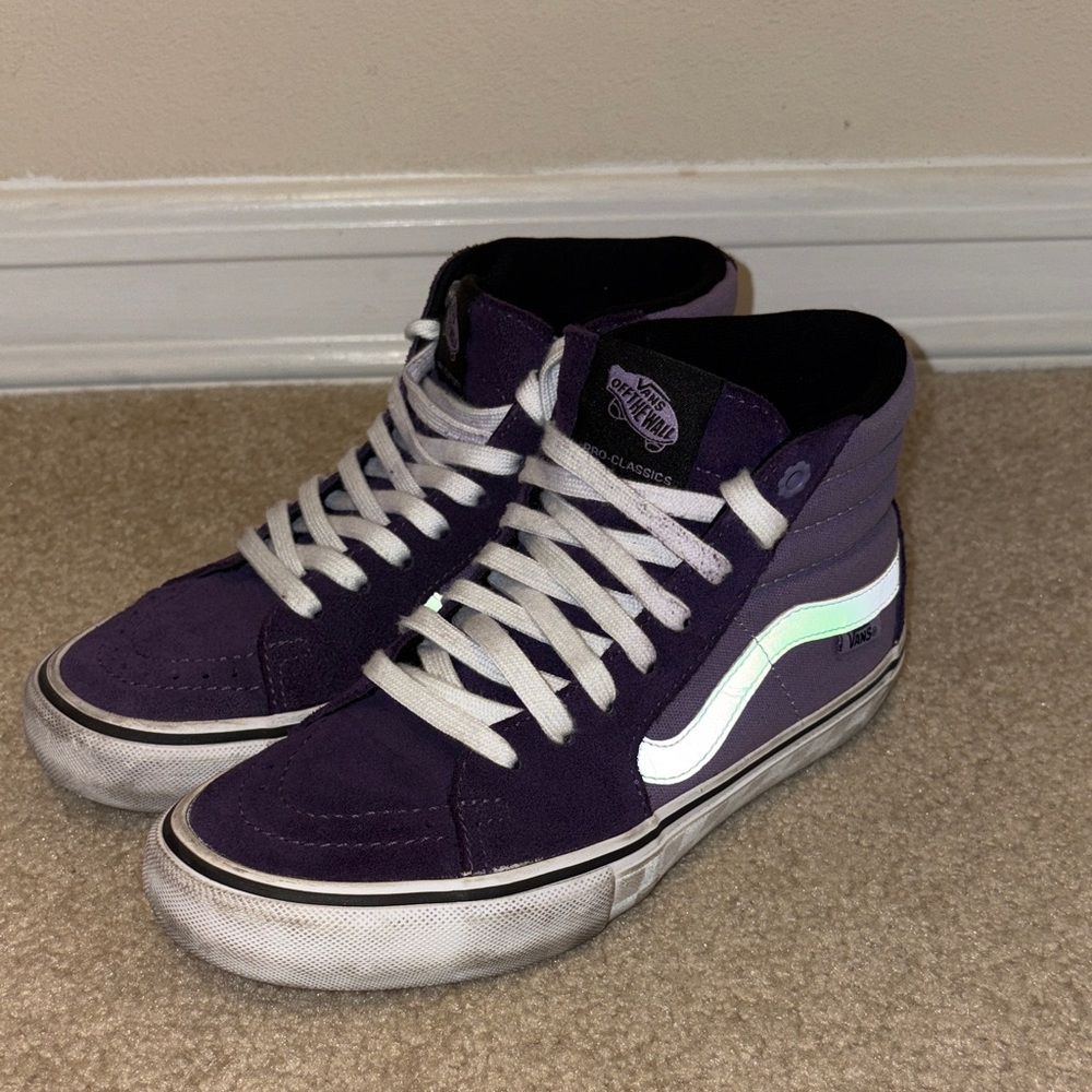 Vans Purple and White High-Top Sneakers
